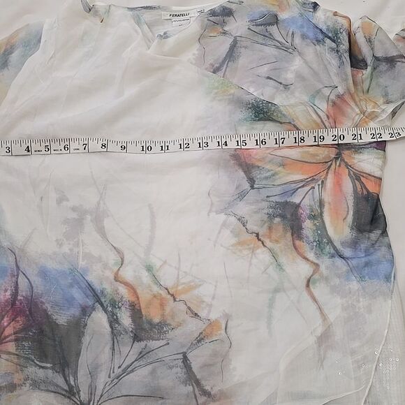 Feratelli Tunic Blue Status Print Blouse Top Blue, Size XL - Picture 4 of 8